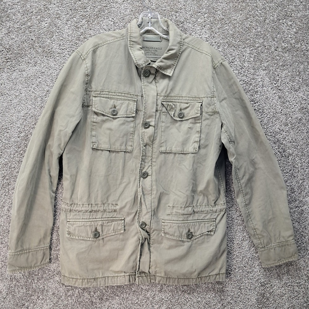 American Eagle Mens Olive Green Cotton Military Field Jacket MT Medium Tall